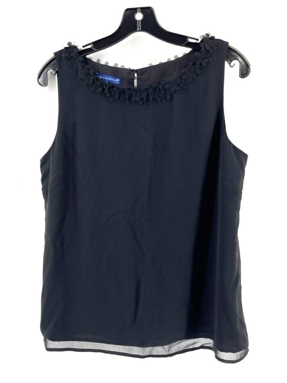 RSVP Talbots Women's Black Sleeveless Floral Boat Neck Tank Top Shirt Size M